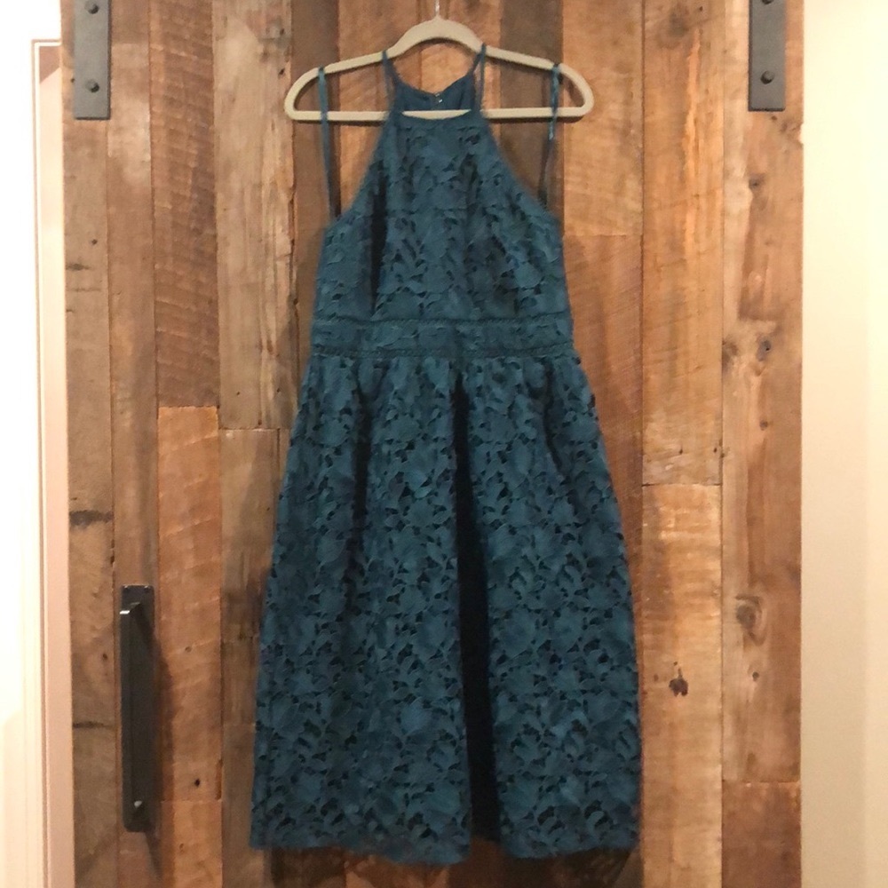 NWT LOFT Teal Lace halter midi dress 🔥